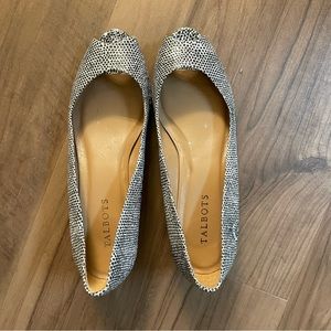 Talbots black and white peep toe wedges